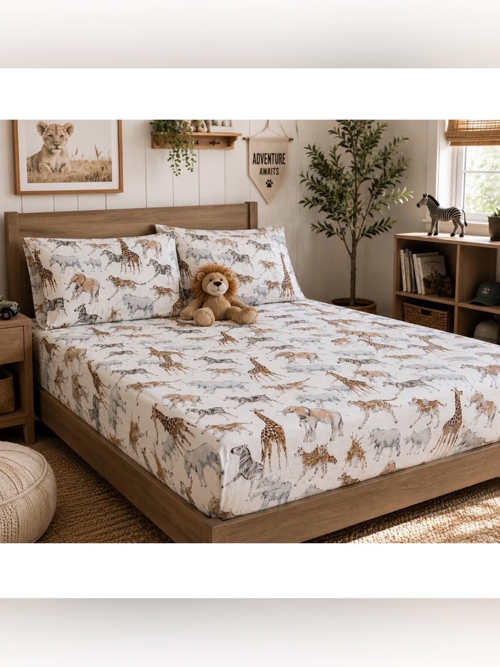 Safari Animal Print Twin Sheet Set